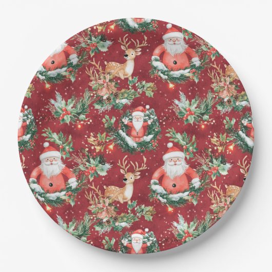 クリスマスフェスティバルサンタクロース ペーパープレート (正面)