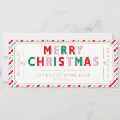 クリスマスフェスティバルストライプギフト券カード 招待状 (正面)