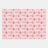 クリスマスフェスティバルフラミンゴの模様(ピンク) ラッピングペーパーシート (正面)