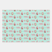 クリスマスフェスティバルフラミンゴの模様（緑） ラッピングペーパーシート (正面)