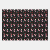 クリスマスフェスティバルフラミンゴ模様（ブラック） ラッピングペーパーシート (正面2)