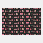 クリスマスフェスティバルフラミンゴ模様（ブラック） ラッピングペーパーシート (正面)