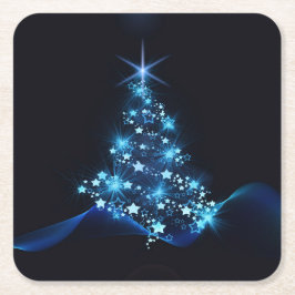 クリスマスフェスティバルブルーエレガント スクエアペーパーコースター