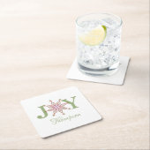 クリスマスフェスティバルホリデースノーフレークジョイタイポグラフィ スクエアペーパーコースター (インサイチュ)