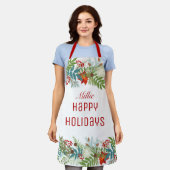 クリスマスフェスティバルホリデーパーソナライズされたフローラ エプロン (着用した状態)