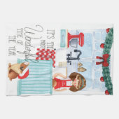 クリスマスフェスティバルホリデーベーキングウォーターカラー キッチンタオル (横)