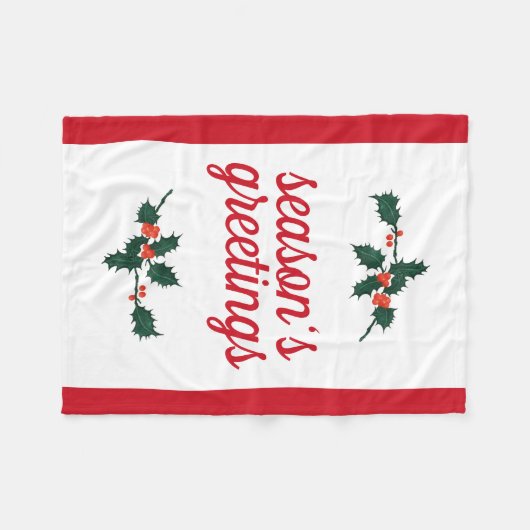 クリスマスフェスティバルホリーベリーシーズンのご挨拶 フリースブランケット (正面(横))