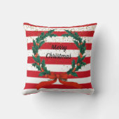 クリスマスフェスティバルホリーベリーリースストライプズ クッション (裏面)