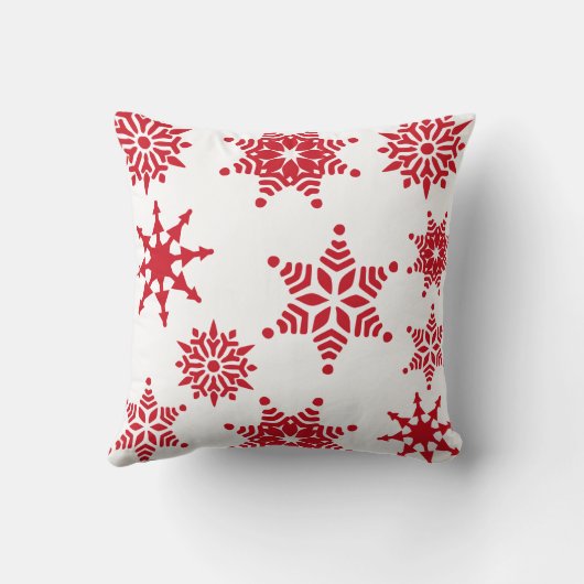 クリスマスフェスティバルホワイトレッドスノーフレークススターズ クッション (裏面)