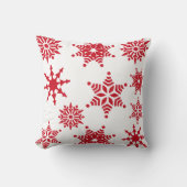 クリスマスフェスティバルホワイトレッドスノーフレークススターズ クッション (正面)
