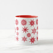 クリスマスフェスティバルホワイトレッドスノーフレークススターズ マグカップ (中央)