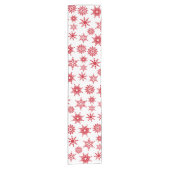 クリスマスフェスティバルホワイト&レッドスノーフレークススターズ ショートテーブルランナー (正面)