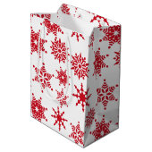 クリスマスフェスティバルホワイト&レッドスノーフレークススターズ ミディアムペーパーバッグ (裏面アングル)