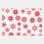 クリスマスフェスティバルホワイト&レッドスノーフレークススターズ ラッピングペーパーシート (正面)