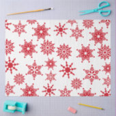 クリスマスフェスティバルホワイト&レッドスノーフレークススターズ 薄葉紙 (クラフト)