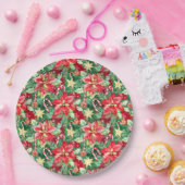 クリスマスフェスティバルポインセチア花 ペーパープレート (パーティー)