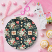 クリスマスフェスティバルポインセチア花 ペーパープレート (パーティー)