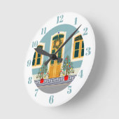 クリスマスフェスティバルポルトガルハウス ラウンド壁時計 (傾斜)