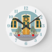 クリスマスフェスティバルポルトガルハウス ラウンド壁時計 (正面)