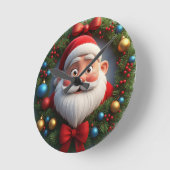 クリスマスフェスティバルマンガサンタクロース ラウンド壁時計 (傾斜)