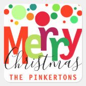 クリスマスフェスティバルモダンドットスクリプトファミリ名 スクエアシール (正面)