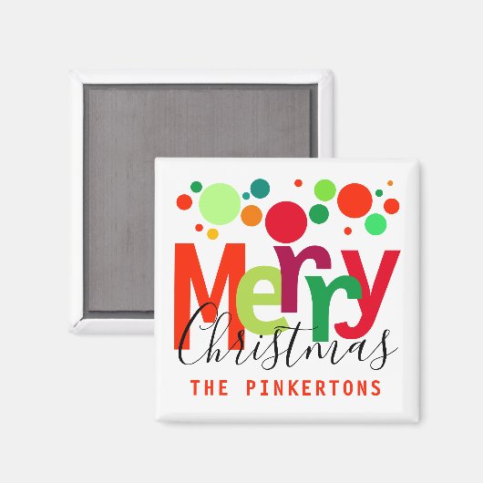 クリスマスフェスティバルモダンドットスクリプトファミリ名 マグネット (正面/裏面)