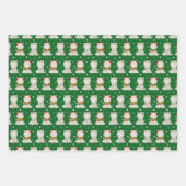 クリスマスフェスティバルラマスオングリーン ラッピングペーパーシート (正面2)