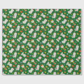クリスマスフェスティバルラマスオングリーン ラッピングペーパー (フラット)