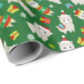 クリスマスフェスティバルラマスオングリーン ラッピングペーパー (ロールコーナー)