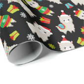 クリスマスフェスティバルラマスオンブラック ラッピングペーパー (ロールコーナー)
