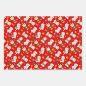 クリスマスフェスティバルラマスonブラック、グリーン、レッド ラッピングペーパーシート (正面3)