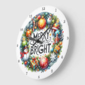クリスマスフェスティバルリース ラージ壁時計 (傾斜)