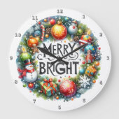 クリスマスフェスティバルリース ラージ壁時計 (正面)