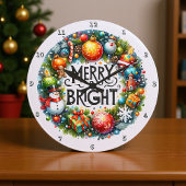 クリスマスフェスティバルリース ラージ壁時計