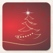クリスマスフェスティバルレッドエレガント スクエアペーパーコースター (正面)