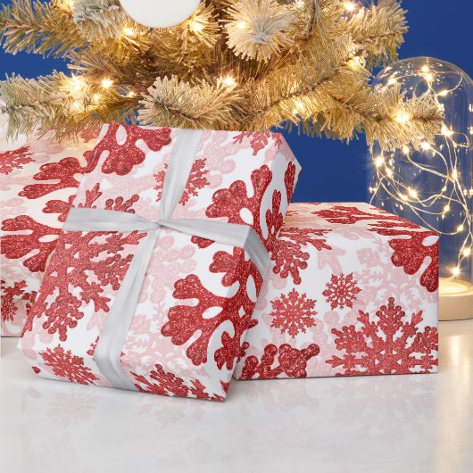クリスマスフェスティバルレッドスノーフレーク抽象芸術 ラッピングペーパー (クリスマス)