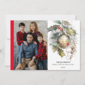 クリスマスフェスティバルレッド金ゴールドホリーオーナメント シーズンカード (正面)