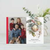 クリスマスフェスティバルレッド金ゴールドホリーオーナメント シーズンカード (スタンド正面)