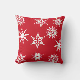 クリスマスフェスティバルレッド&ホワイトスノーフレークススターズ クッション