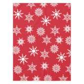 クリスマスフェスティバルレッド&ホワイトスノーフレークススターズ テーブルクロス (正面)