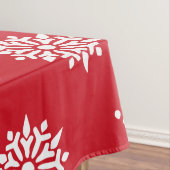 クリスマスフェスティバルレッド&ホワイトスノーフレークススターズ テーブルクロス (インサイチュ)