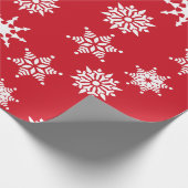 クリスマスフェスティバルレッド&ホワイトスノーフレークススターズ ラッピングペーパー (角)