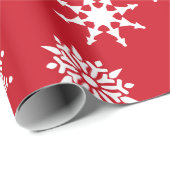 クリスマスフェスティバルレッド&ホワイトスノーフレークススターズ ラッピングペーパー (ロールコーナー)