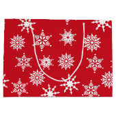 クリスマスフェスティバルレッド&ホワイトスノーフレークススターズ ラージペーパーバッグ (裏面)