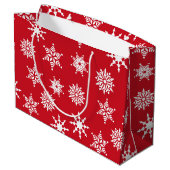 クリスマスフェスティバルレッド&ホワイトスノーフレークススターズ ラージペーパーバッグ (裏面アングル)