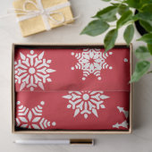 クリスマスフェスティバルレッド&ホワイトスノーフレークススターズ 薄葉紙 (ギフト)
