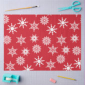 クリスマスフェスティバルレッド&ホワイトスノーフレークススターズ 薄葉紙 (クラフト)