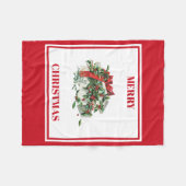 クリスマスフェスティバルヴィンテージクリスマスギフト フリースブランケット (正面(横))