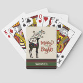 クリスマスフェスティバル名前をカスタムするトナカイ トランプ (裏面)