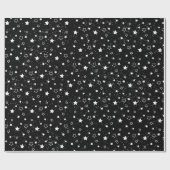 クリスマスフェスティバル星雪の白い黒のパターン ラッピングペーパー (フラット)